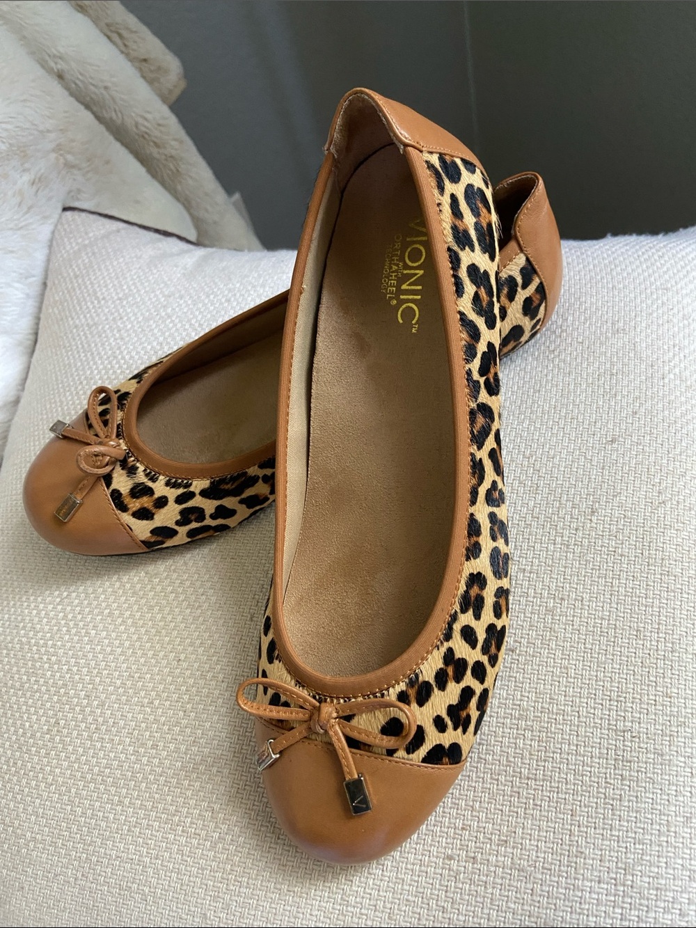 Vionic Leopard Print Ballet Flat in Tan and Black